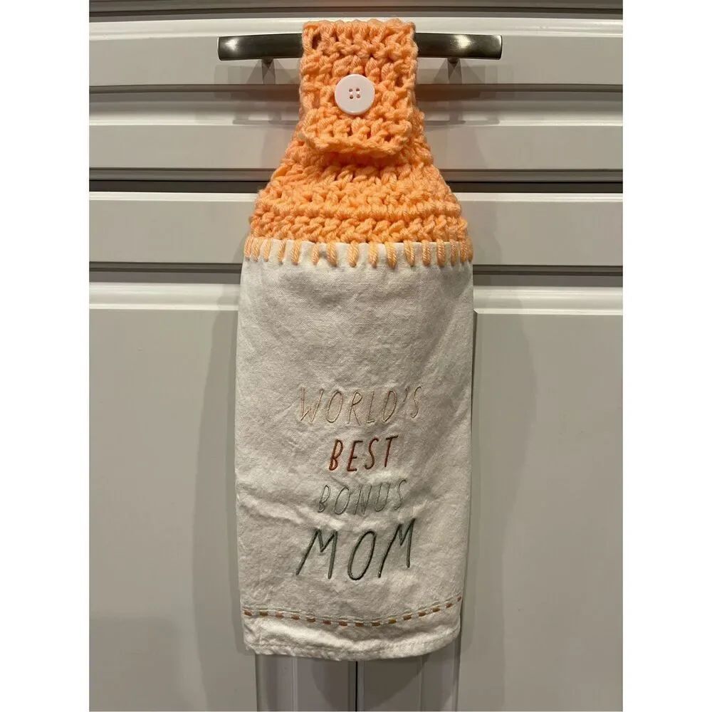 Crochet Top Kitchen Towel- World’s Best Bonus Mom